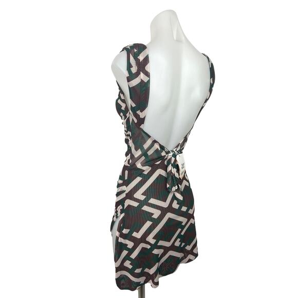 Tiger Mist NWT Multicolor Sleeveless Ruched Slit Open Back Mini Bodycon Dress XS - Picture 2 of 6